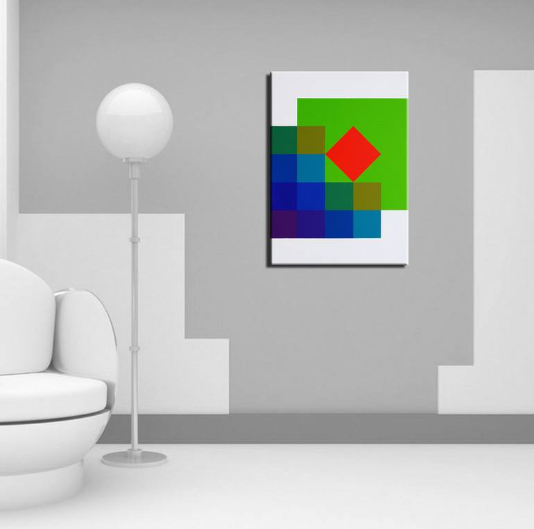 Original Abstract Geometric Painting by István JARMECZKY