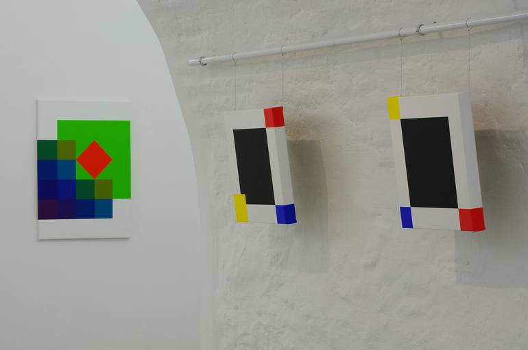 Original Abstract Geometric Painting by István JARMECZKY