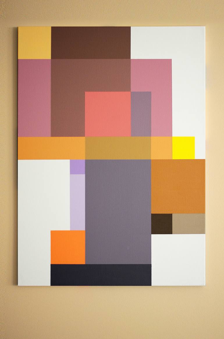 Original Abstract Geometric Painting by István JARMECZKY