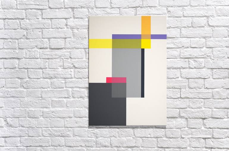 Original Abstract Geometric Painting by István JARMECZKY