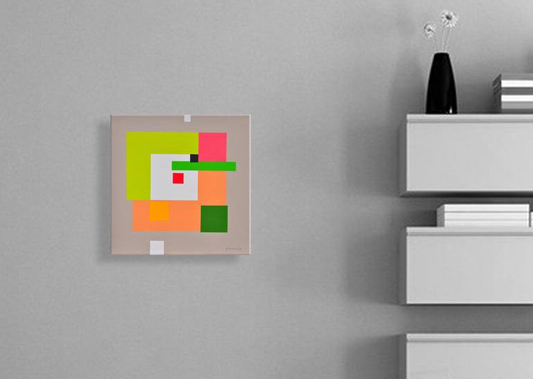 Original Abstract Geometric Painting by István JARMECZKY