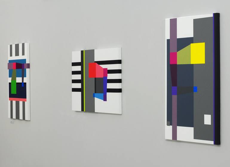 Original Abstract Geometric Painting by István Jarmeczky