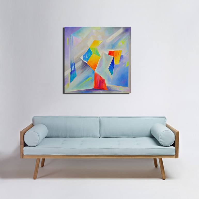 Original Abstract Geometric Painting by István JARMECZKY