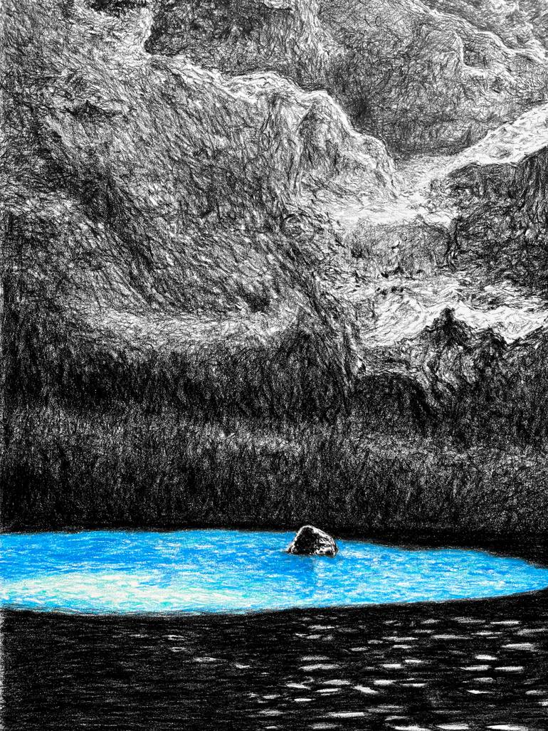 Original Black & White Water Drawing by Jonathan Wills