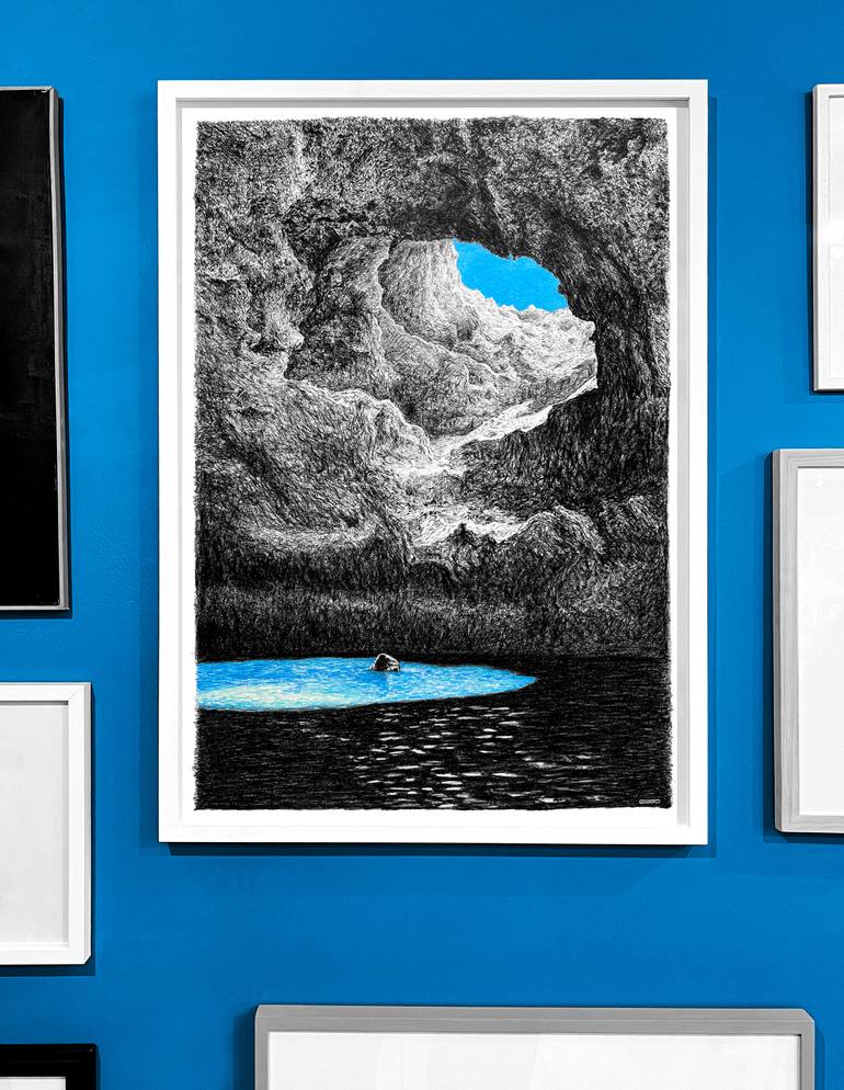 Original Black & White Water Drawing by Jonathan Wills
