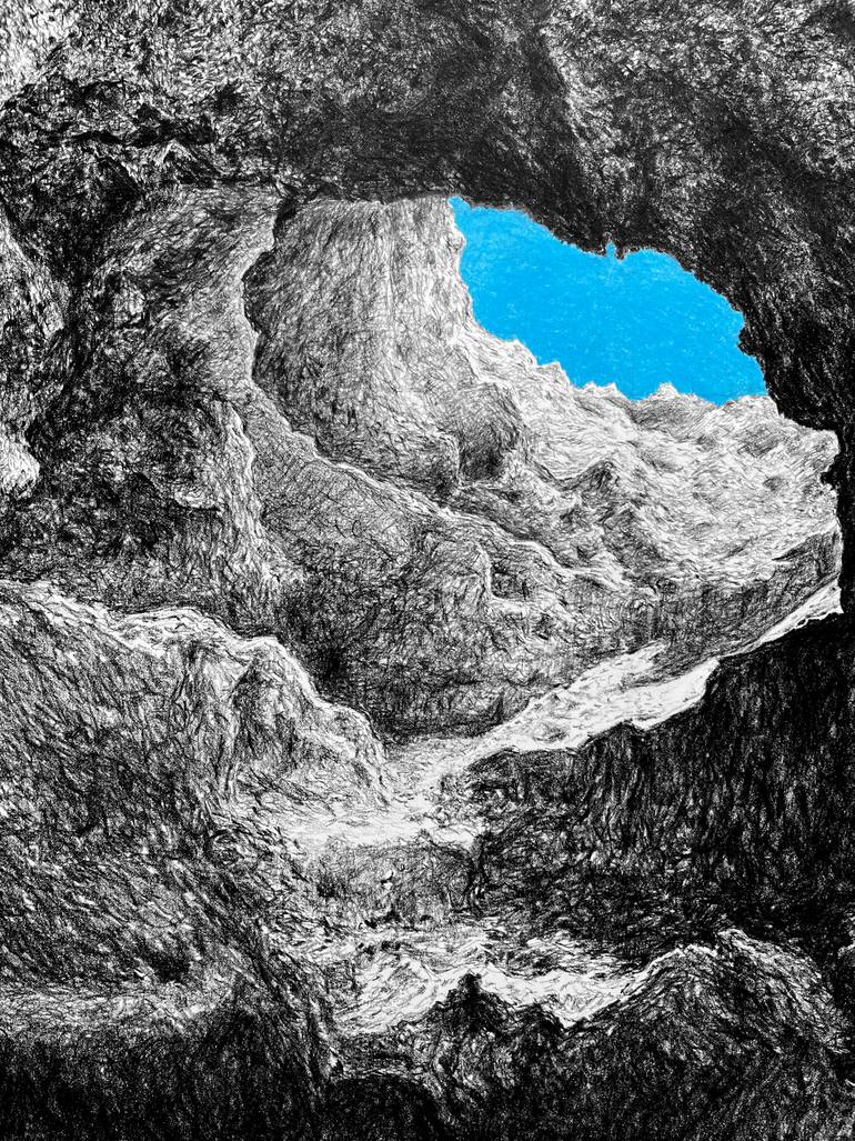 Original Black & White Water Drawing by Jonathan Wills