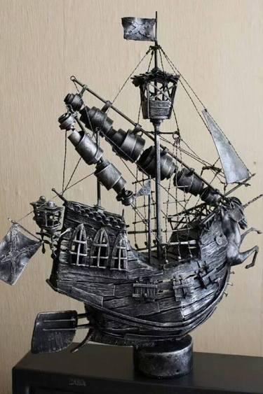 Original Boat Sculpture by Roman Kudryavtsev