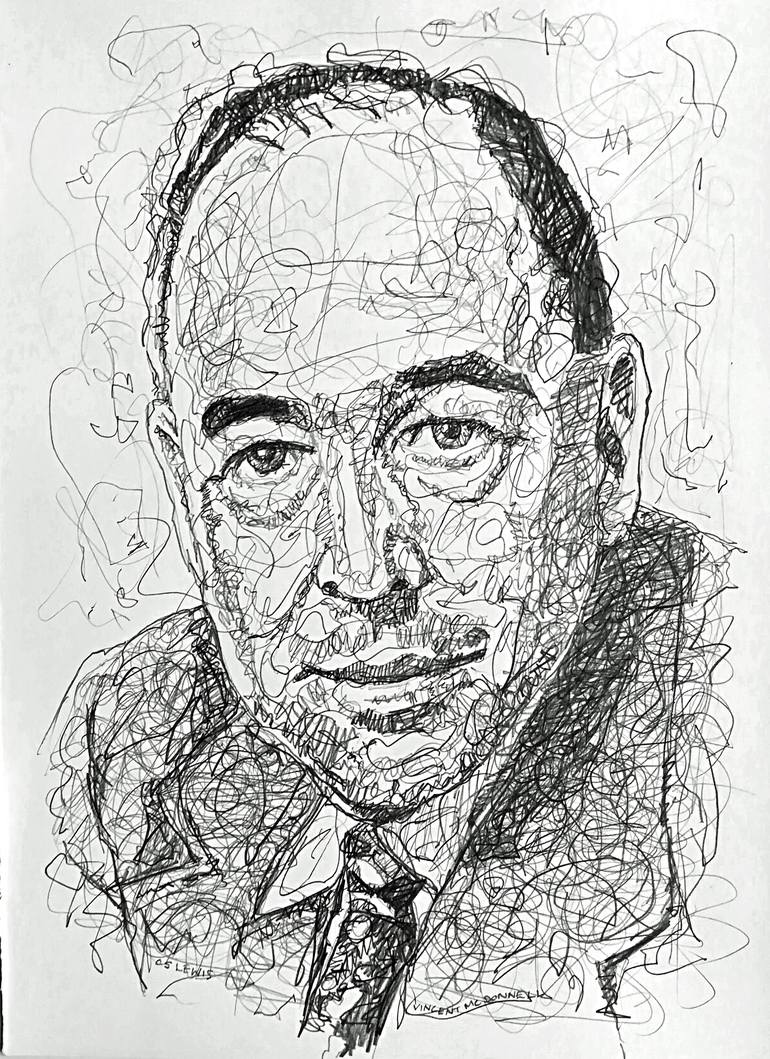 CS Lewis Scribbles Drawing by Vincent McDonnell | Saatchi Art