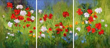 Flowers painting oil on canvas Poppies Wall art Impasto painting