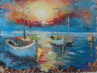 Original Impressionism Boat Paintings by Asia Djibirova