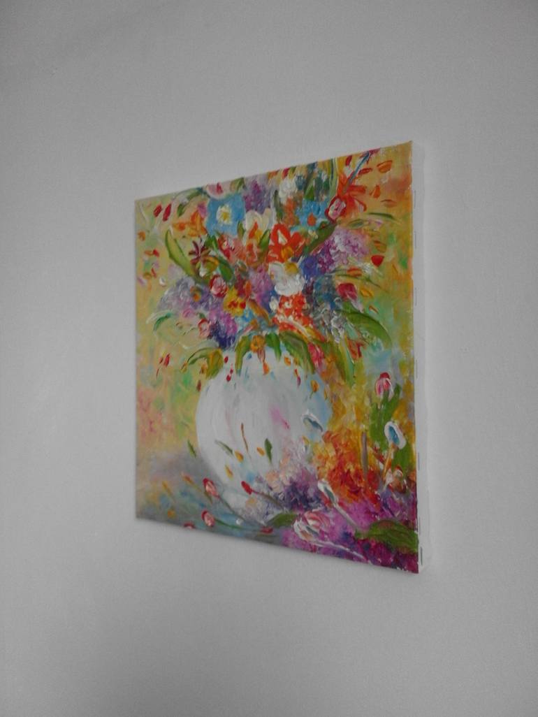 Original Art Deco Floral Painting by Asia Djibirova