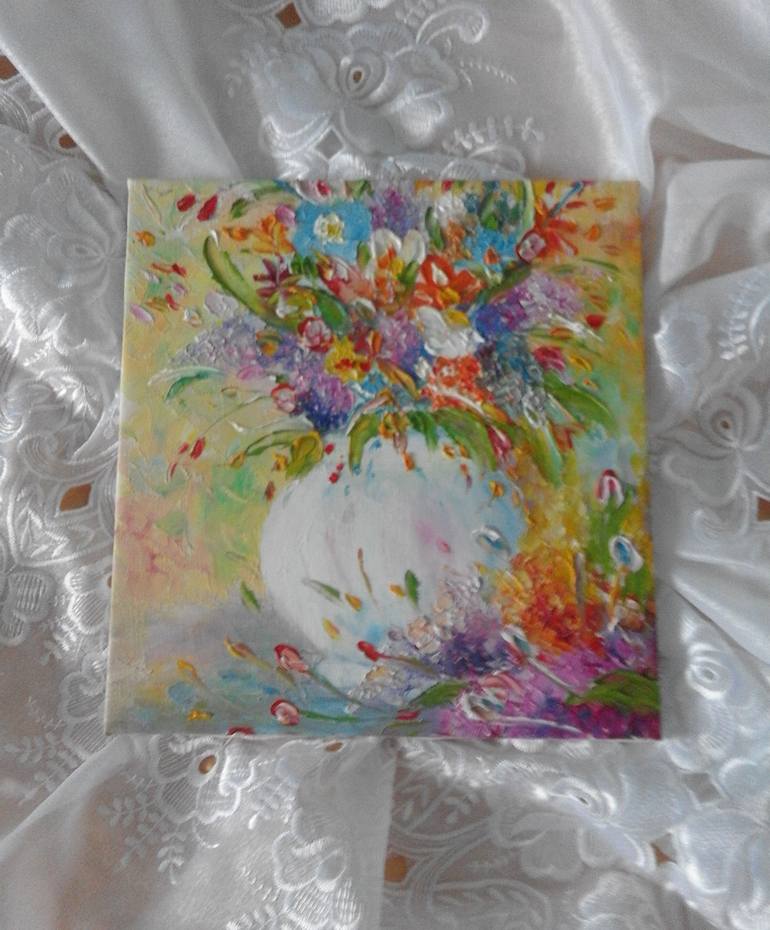 Original Art Deco Floral Painting by Asia Djibirova