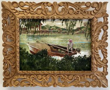 Original Impressionism Boat Paintings by Peter de Boer