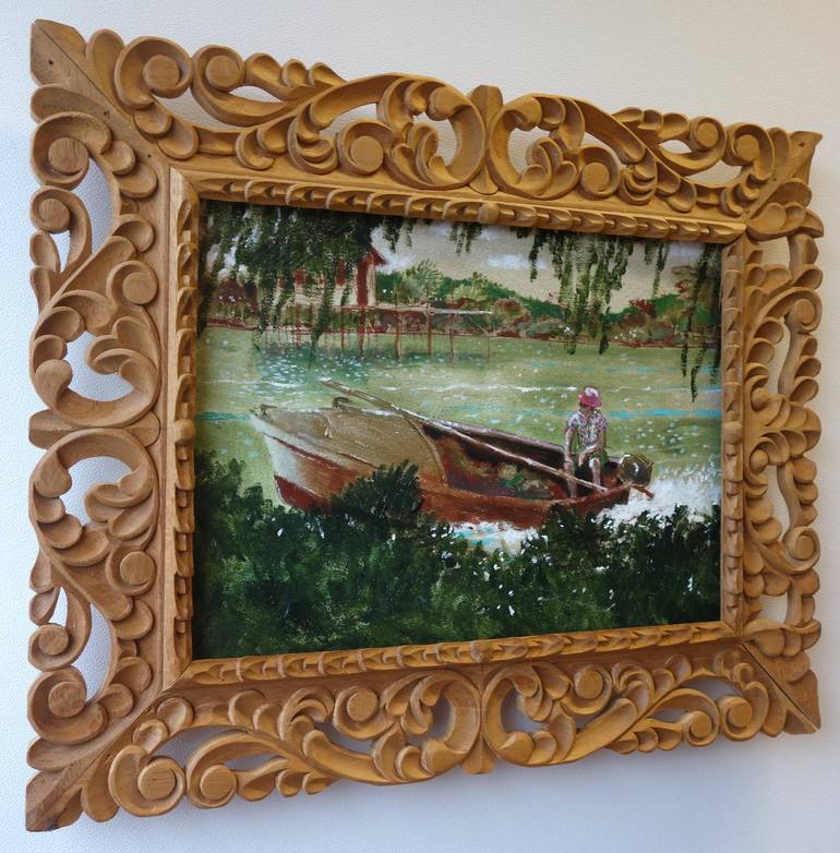 Original Impressionism Boat Painting by Peter de Boer