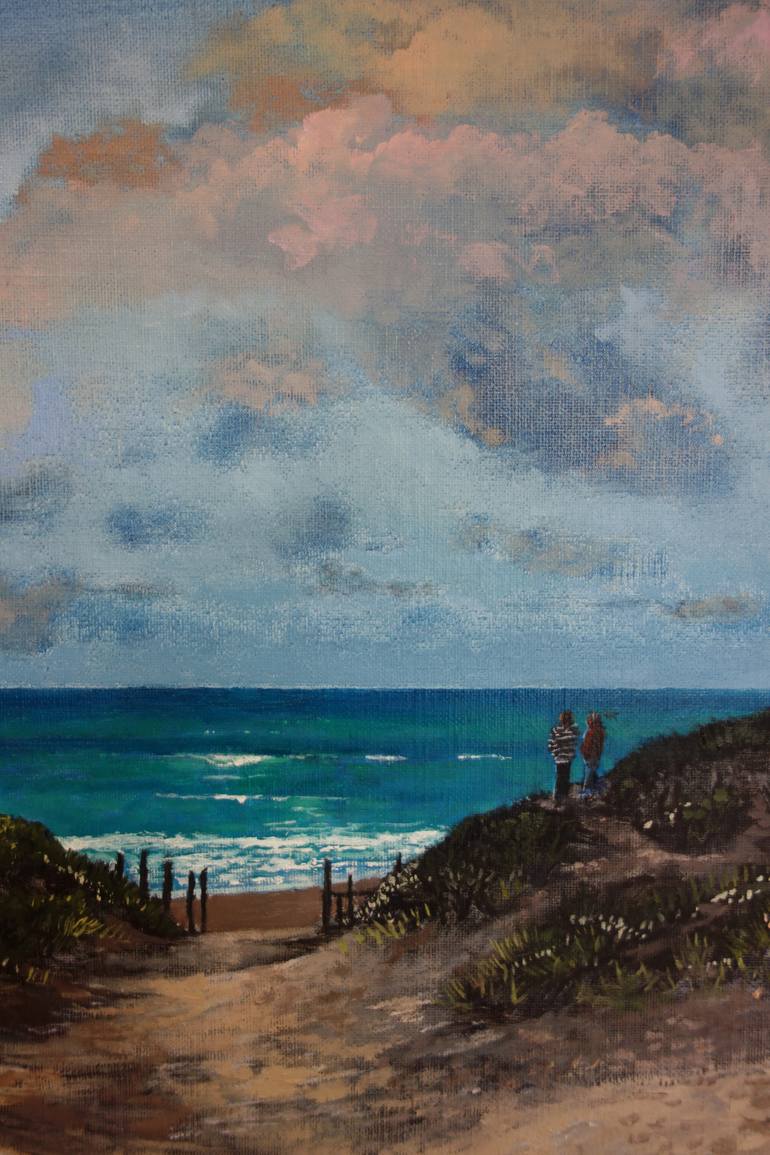 Original Impressionism Beach Painting by Peter De Boer