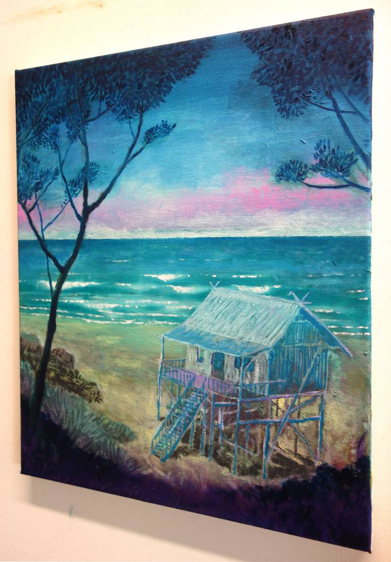 Original Figurative Beach Painting by Peter De Boer