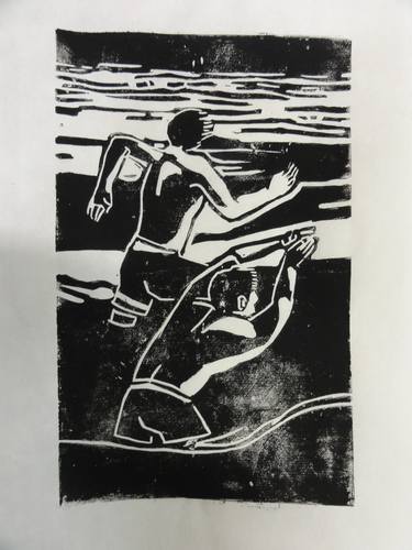 Original Street Art Beach Printmaking by Peter de Boer