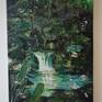 This painting questions our perception on nature. At first sight its a very utopic place where you would really like to take a swim. If you look closer its a pretty impenetrable place difficult to reach and difficult to leave.