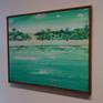 Instead of the usual landscape paintings I make, from the land watching towards the sea, this time I turned it around. This is the view a surfer had when he is on his board waiting for a wave. The painting shows the serenity and contact with nature I feel when I'm out there.