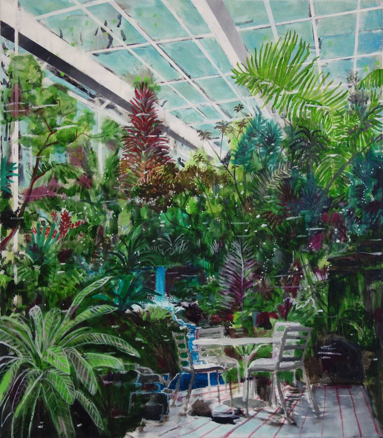 Original Nature Painting by Peter De Boer | Expressionism Art on Canvas | Jungle greenhouse