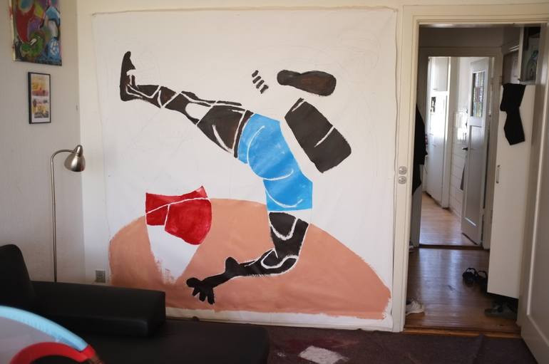 Original Abstract Expressionism Sports Painting by Hans Simtanda Caspersen