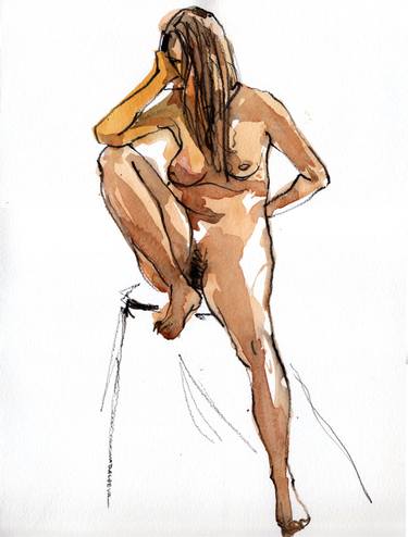 Original Expressionism Nude Drawings by Sylvia Baldeva