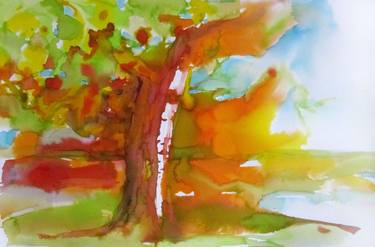 Original Expressionism Tree Paintings by Sylvia Baldeva