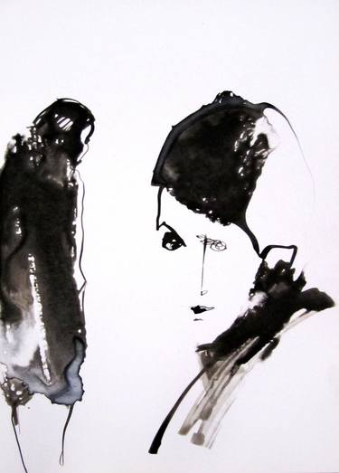 Original Expressionism People Drawings by Sylvia Baldeva