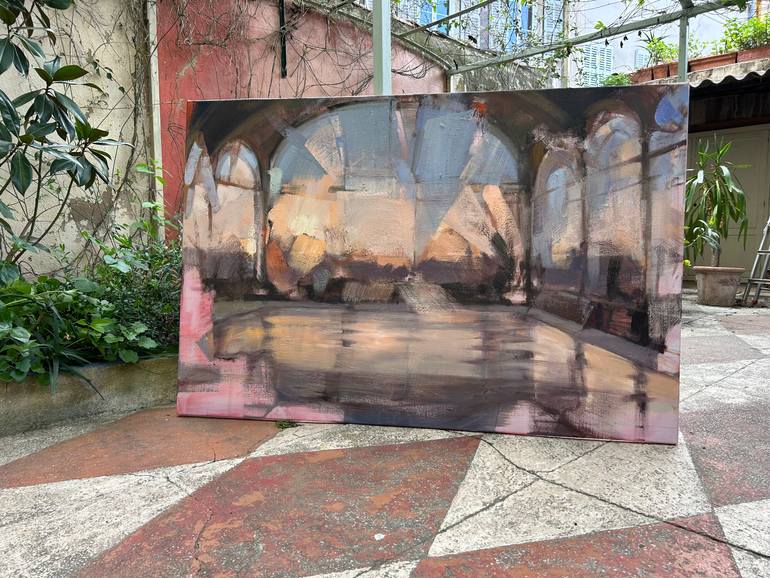 Original Abstract Expressionism Architecture Painting by Fanny Nushka