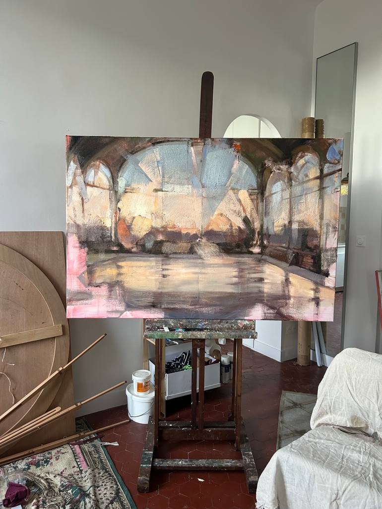 Original Abstract Expressionism Architecture Painting by Fanny Nushka