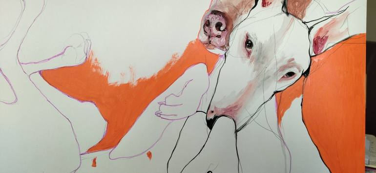 Original Figurative Dogs Drawing by Olga Gál