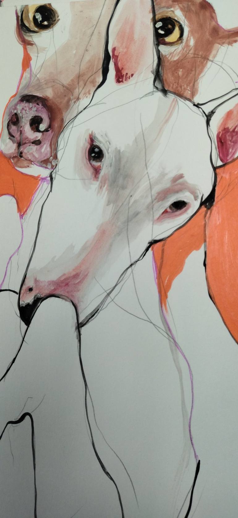 Original Figurative Dogs Drawing by Olga Gál