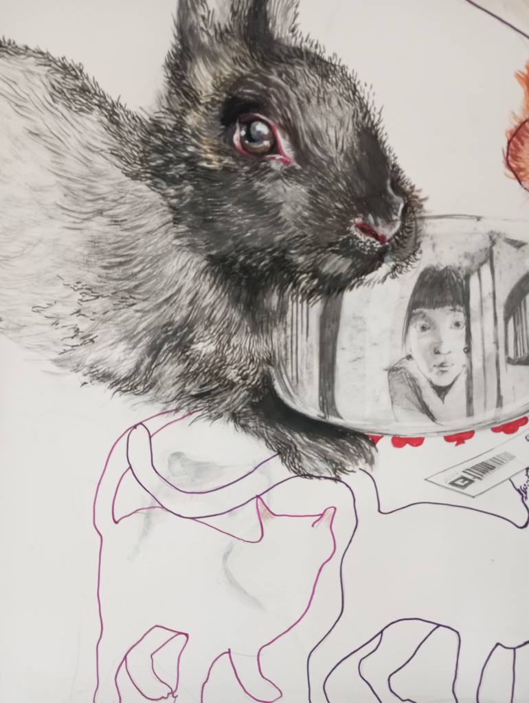 Original Expressionism Animal Drawing by Olga Gál