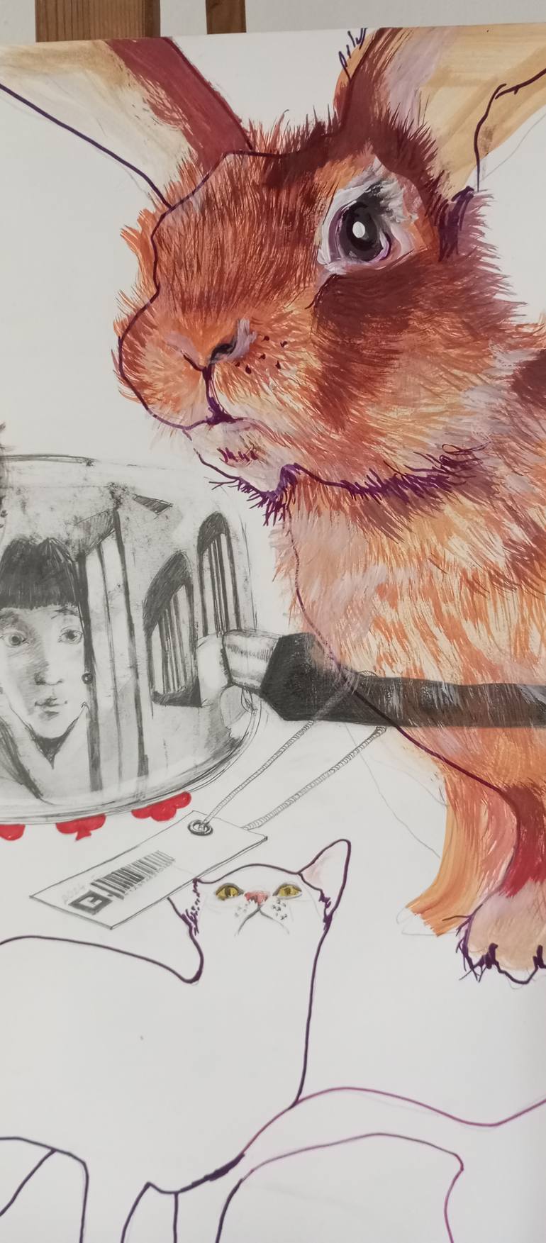 Original Expressionism Animal Drawing by Olga Gál