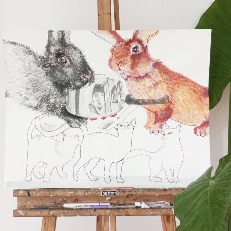 Original Expressionism Animal Drawing by Olga Gál