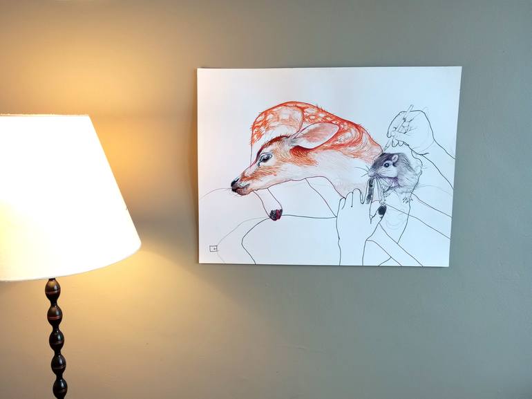 Original Expressionism Animal Drawing by Olga Gál