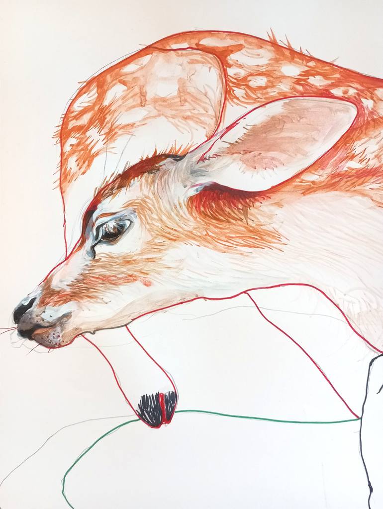 Original Expressionism Animal Drawing by Olga Gál