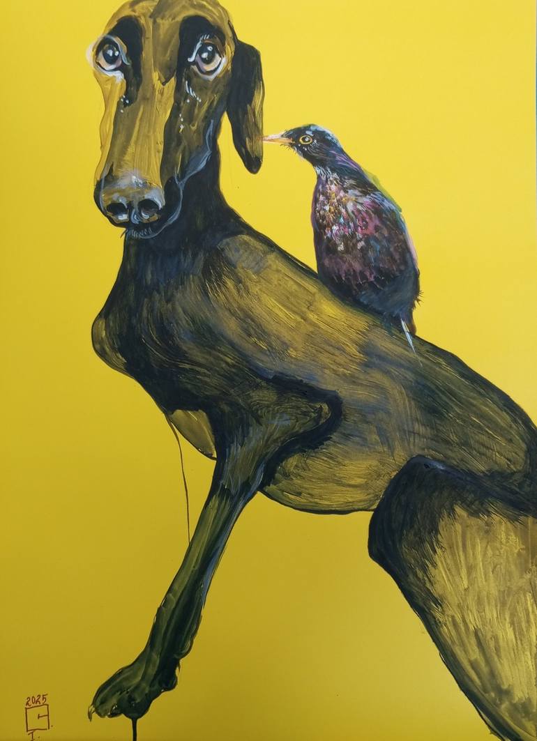 Original Illustration Dogs Paintings by Olga Gál