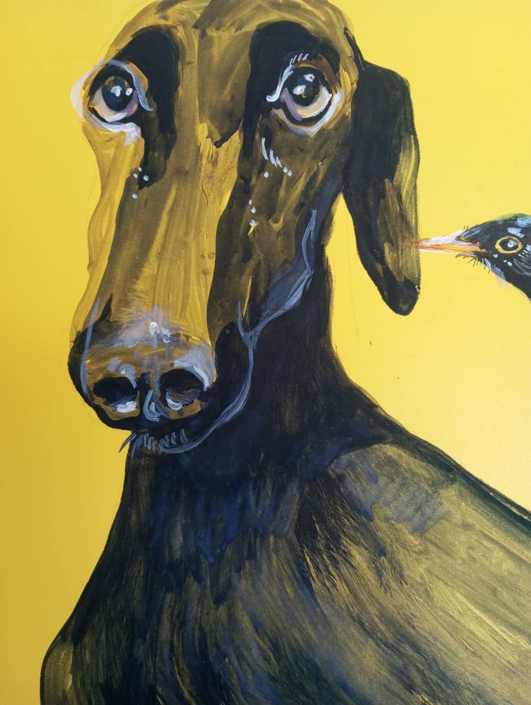 Original Illustration Dogs Painting by Olga Gál
