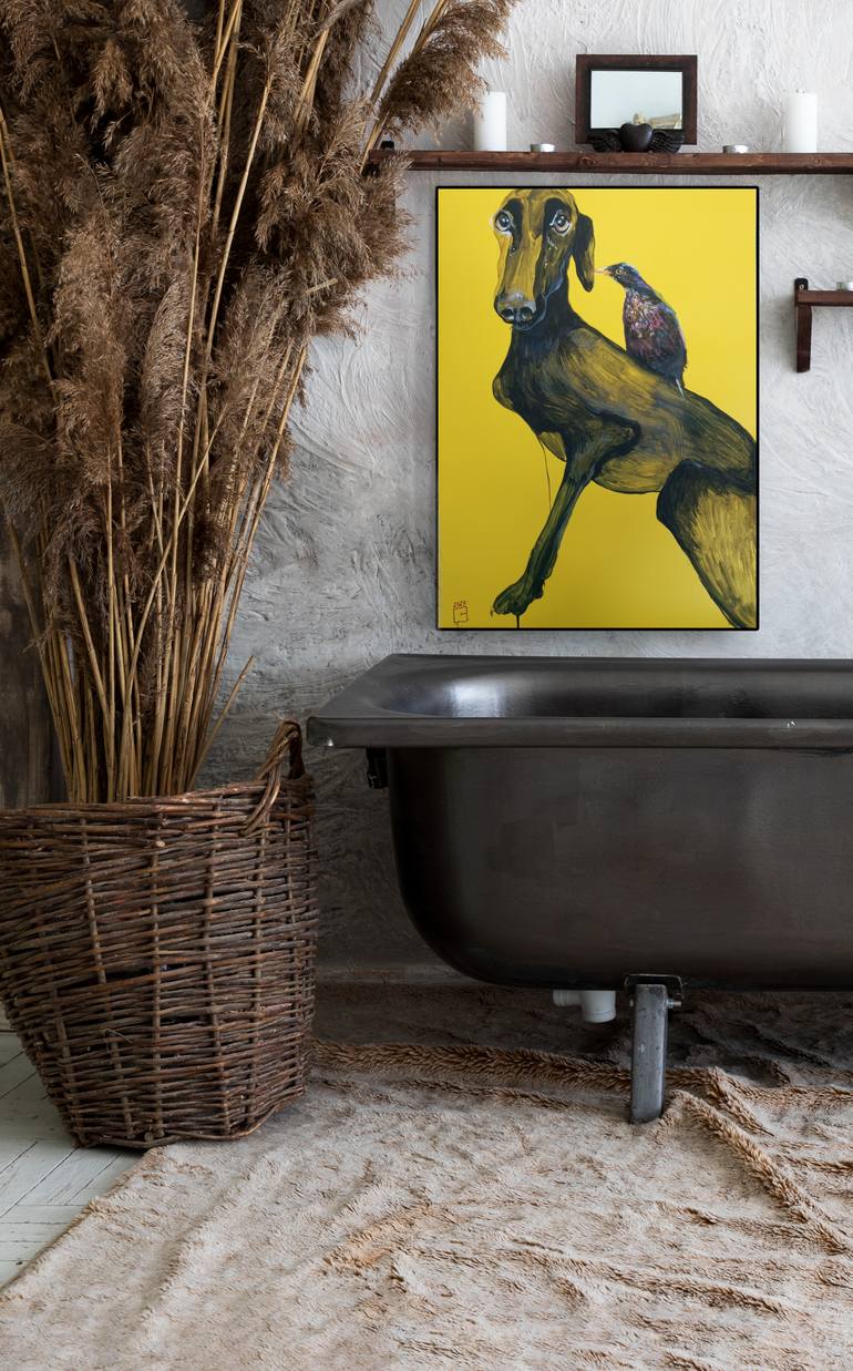 Original Illustration Dogs Painting by Olga Gál