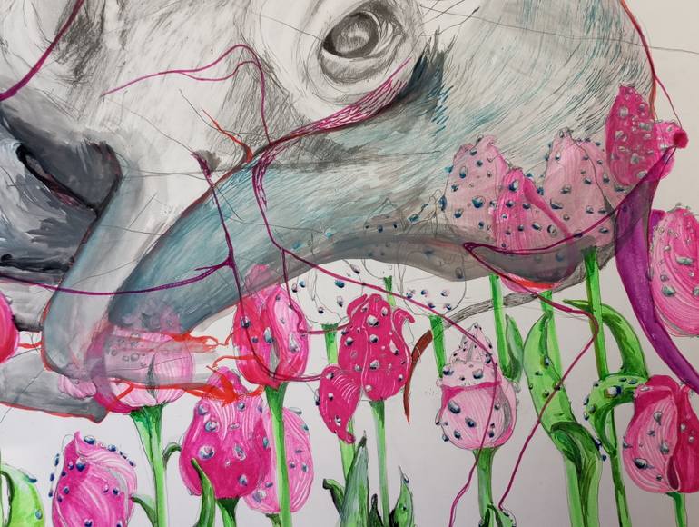 Original Surrealism Dogs Mixed Media by Olga Gál