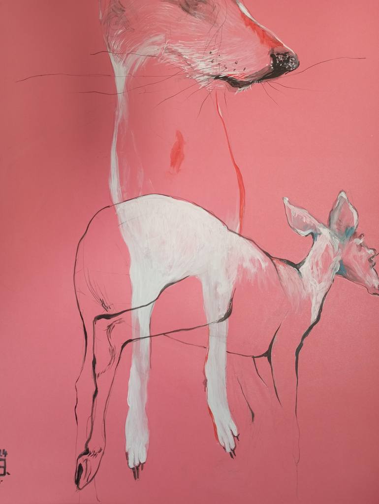 Original Expressionism Dogs Painting by Olga Gál