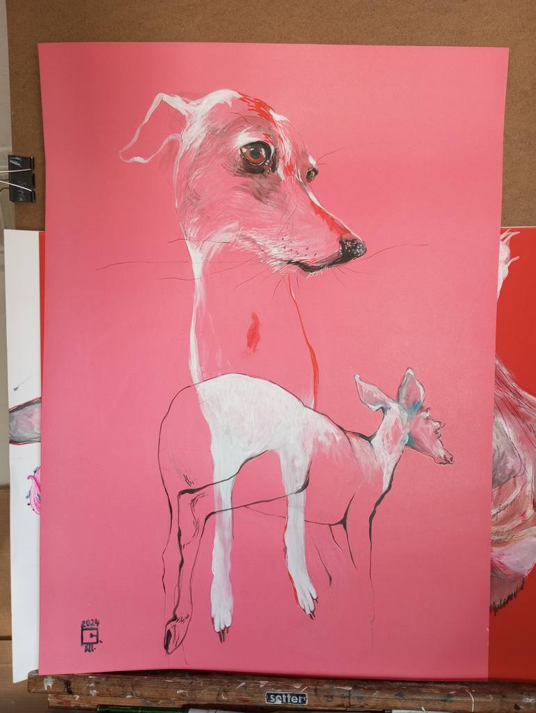 Original Expressionism Dogs Painting by Olga Gál