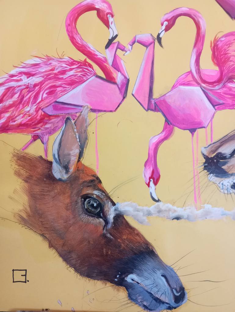 Original Contemporary Animal Mixed Media by Olga Gál