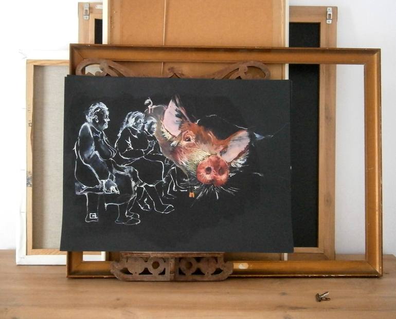 Original Expressionism Animal Painting by Olga Gál