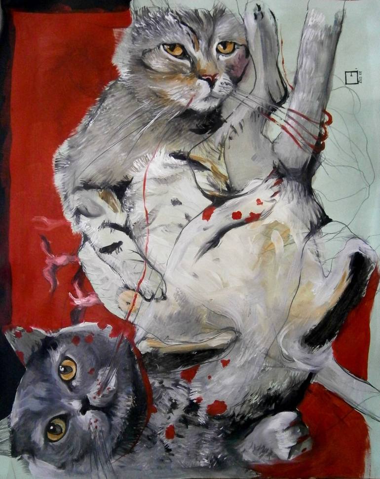 Original Expressionism Animal Painting by Olga Gál