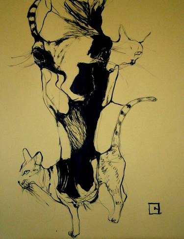 Original Surrealism Animal Drawings by Olga Gál