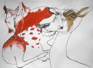 Original Expressionism Animal Drawings by Olga Gál