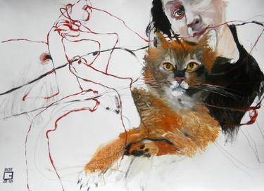 Print of Expressionism Cats Paintings by Olga Gál
