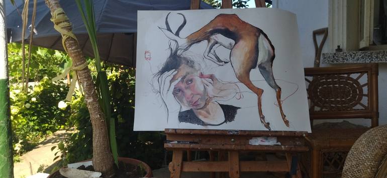 Original Surrealism Portrait Painting by Olga Gál